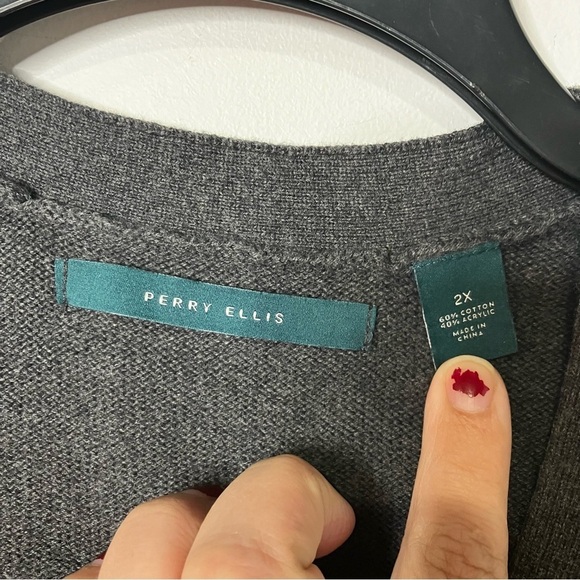 Perry Ellis gray textured sweater vest size 2X - Picture 2 of 6